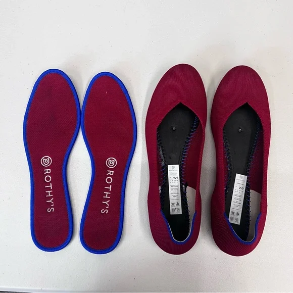 Rothy’s The Flat Bright Red Shoes Size 9 - Picture 5 of 6